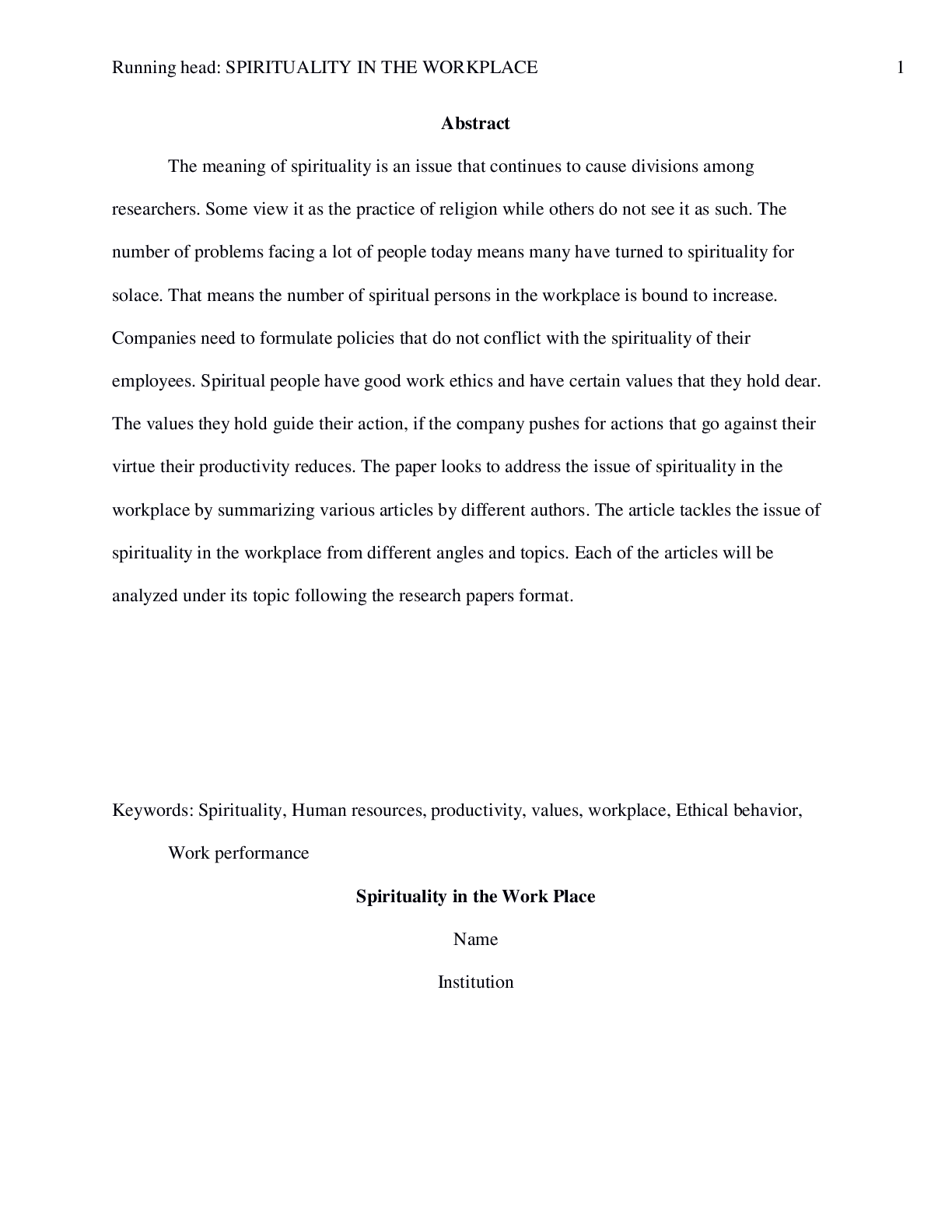 Preview image for Spirituality in the Work Place